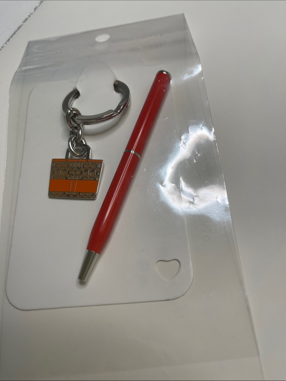 Coach Bag Keychain Charm in Orange and Coach Pen - Picture 6 of 6